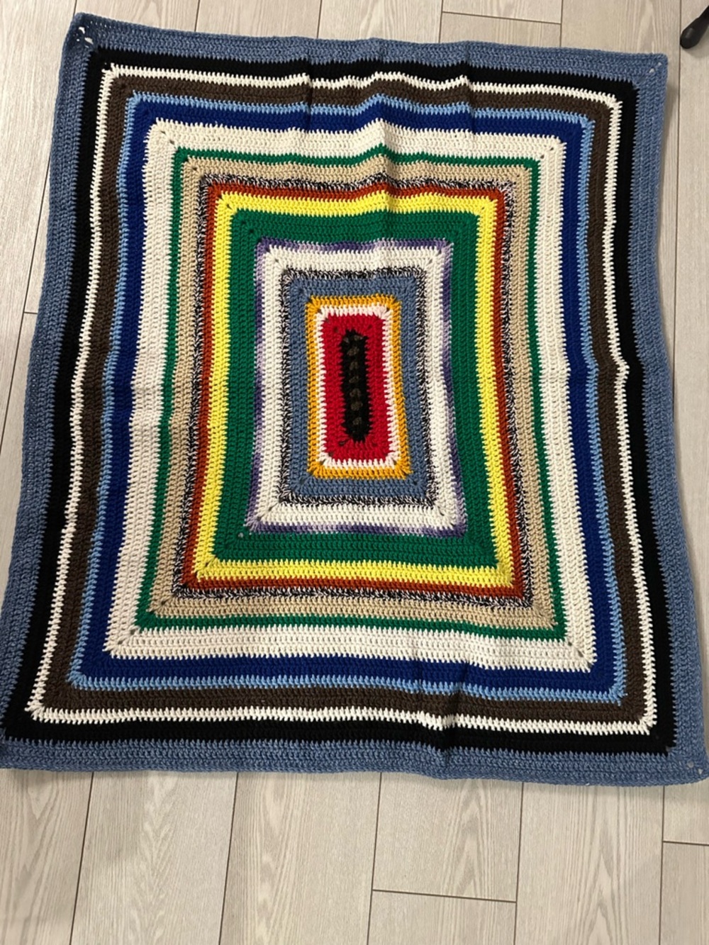 Handmade Multicolor Crochet Square Blanket 40 inches x 36 inches